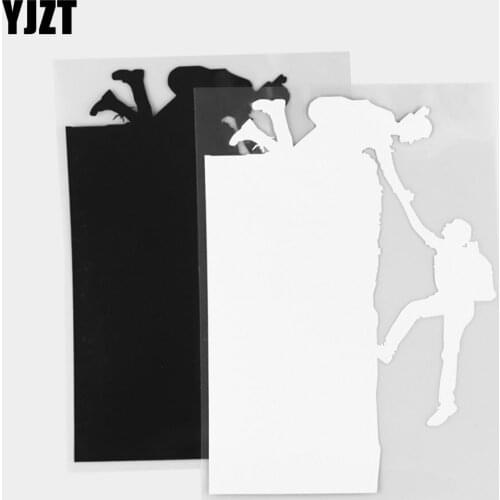 YJZT 13.1×18.0CM Climbing Mutual Aid Creative Vinyl Decal Decorative Car Sticker Black/Silver 20A-0223