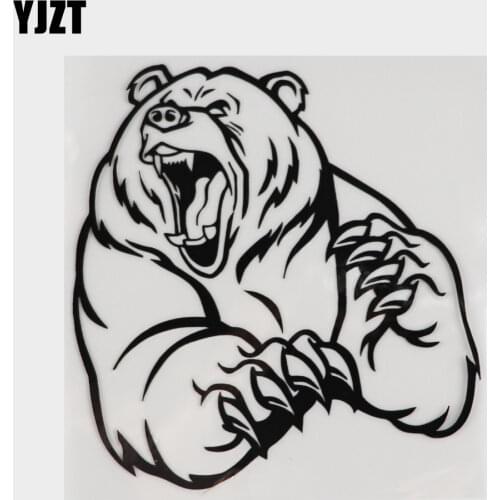 YJZT 12.2*12.9CM Funny Angry Brown Bear Car Sticker Decoration Vinyl Motorcycle Accessories C12-0401
