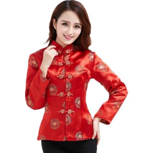 Shanghai Story Dragon Embroidery Cheongsam Shirt Qipao Top Long Sleeve Chinese Traditional Top Blouse For women