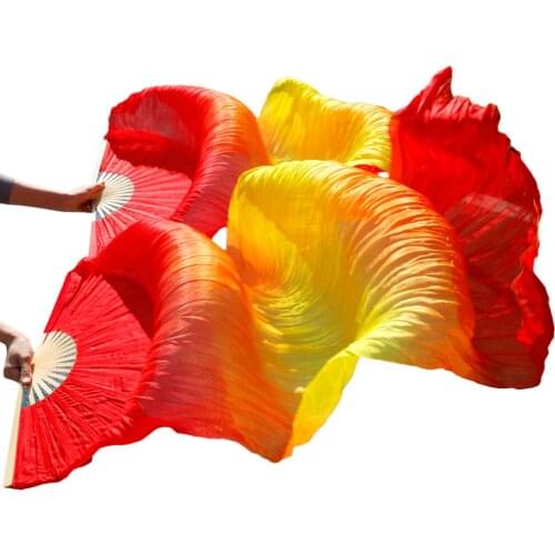 High selling women Quality Silk Belly Dance Fan Dance 100% Real Silk Veils 2-inch on colorful veil 1-pair 180*90 cm R-O-Y-O-R