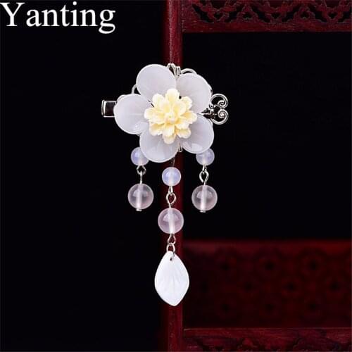 Yanting Glass Glazed Flower Hair Accessories For Women Bridal Hair Jewelry Decoration Fashion Clips Hairpins Beach Jewelry 0138