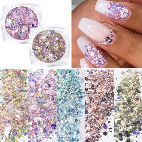 1 Box Nail Mermaid Glitter Flakes Sparkly 3D Hexagon Colorful Sequins Spangles Polish Manicure Nails DIY Accessories