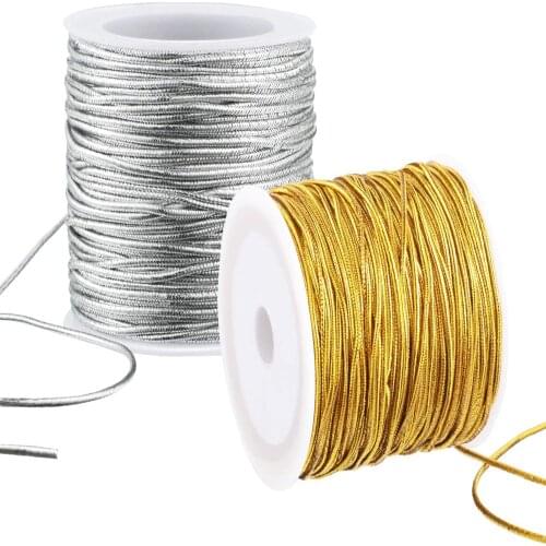 1mm 20M/Rolls Metallic Tinsel Elastic Cord Stretch Cord Crafts Metallic Tinsel Cord Jewelry Making Gift Wrap Christmas Ribbon
