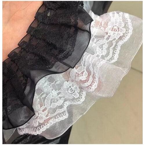 1Yards Lace Fabric Diy Craft Collar Wide 5cm Ribbon White Black Lace Trim Applique Sewing Guipure Wedding Dresses For Women PL42