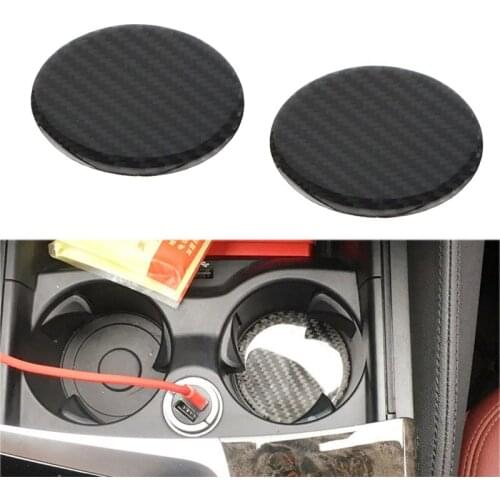 2Pcs High Quality Non-slip Elastic Durable Carbon Fiber Look Car Auto Water Cup Slot Non-Slip Mat Pad Accessories