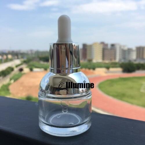 2Pieces Gold/Silver Luxury 30ml Sub-Bottle Refillable Glass Toner Serum Essence Oil Own Logo Travel Pack Great For Reseller