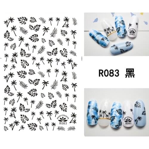 3D Stickers for Nails Self-adhesive Design Black Small Tree Leaf Nail Art Decorations Decals Foil Wrap Manicure Accessories
