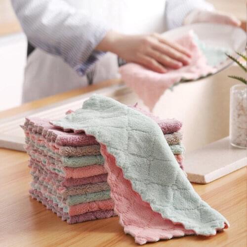 5/10/20pcs Super Absorbent Microfiber Kitchen Cleaning Cloths Rags Non-stick Oil Dish Cloth Tableware Household Wiping Towel
