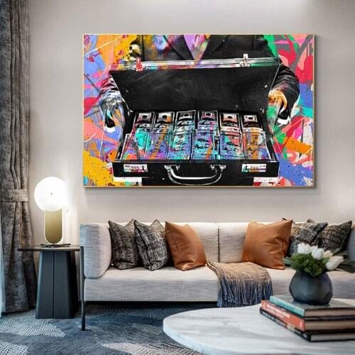 Abstract Money Graffiti Art Canvas Painting Inspirational Wall Art Posters And Print Street Art Pictures For Living Room Cuadros