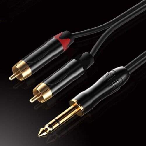 GUSUO 6.35mm Male 1/4 inch Jack Plug to Dual RCA Male Pro Music Speakers Amplifier Mixer Audio Cable 0.5M-30M