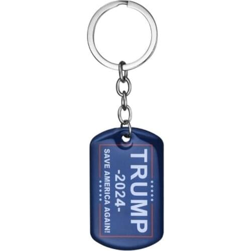 Party Favor 2024 Trump Keychain US President Election Flag Pendant Stainless Steel Tags I'll Be Back Keyring SN1228
