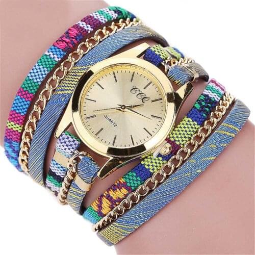 CCQ Women Bracelet Watches PU Leather Strap Multilayer Wrapped Casual Wristwatches Quartz Watch Gift TT@88