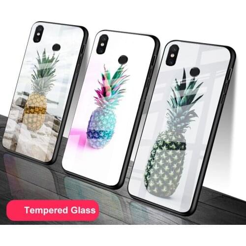 Fruit Pineapple Tempered Glass Phone Case For Redmi Note 5 6 7 8 9 Pro Note8T Note9S Redmi8 9 Cover Shell