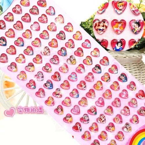 Disney Princess Stickers Gemstone stickers For Kids Cartoon 3D Stickers baby girl Cute Anime Stickers