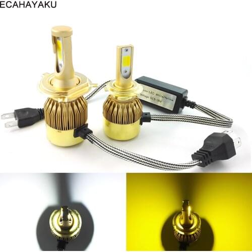 ECAHAYAKU H1 H4 H7 H8 H9 H11 9005 9006 Car LED Headlight Lamp Double Color 3000K+6000K 72W 7600LM Per Set Car Headlamp Fog Light