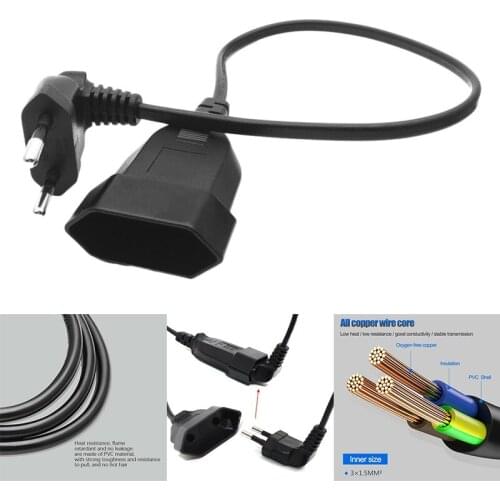 Europea 90 Degree Male Plug to Female Socket Power Extension Cable for PC Computer PDU