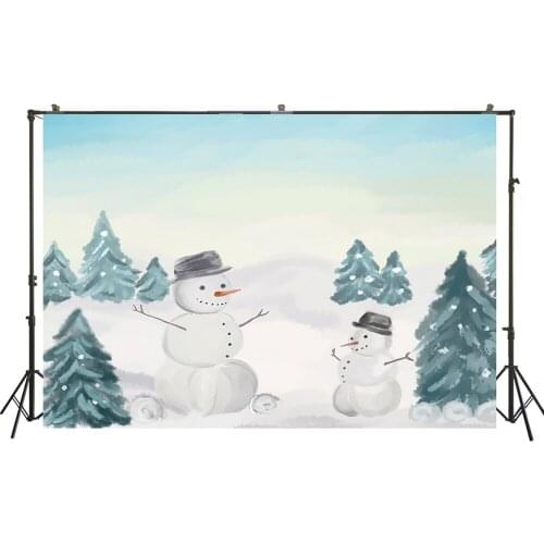 HUAYI Photography Backdrop Christmas Winter Forest Snowman Photo Background Newborns Child Birthday Photoshoot Backdrops W-3651