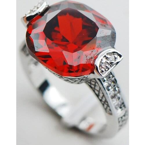 Garnet 925 Sterling Silver Ring Size 6 7 8 9 10 F1088