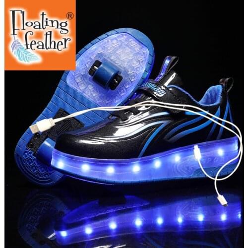 Size 28-40 Led Wheel Sneakers for Kids Adult USB Charging Glowing Roller Shoes with Lights Double Wheels Children Skate Shoes