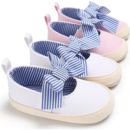 Toddler Newborn Infant Baby Girls Bow Anti-slip Crib Shoes Soft Sole Sneakers Prewalker 0-18M