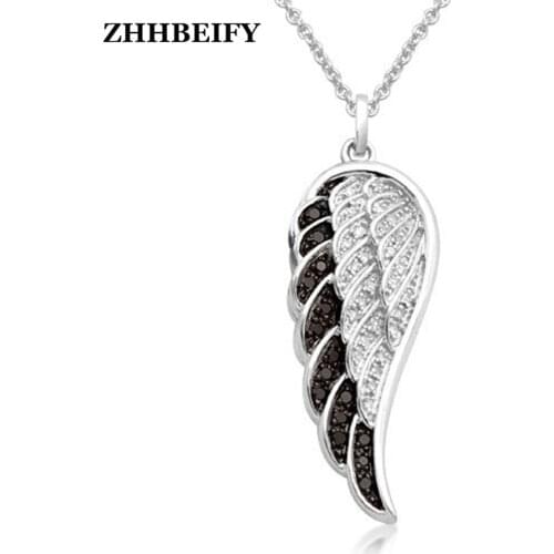 Fashion rhodium plated angel wing pendant necklaces