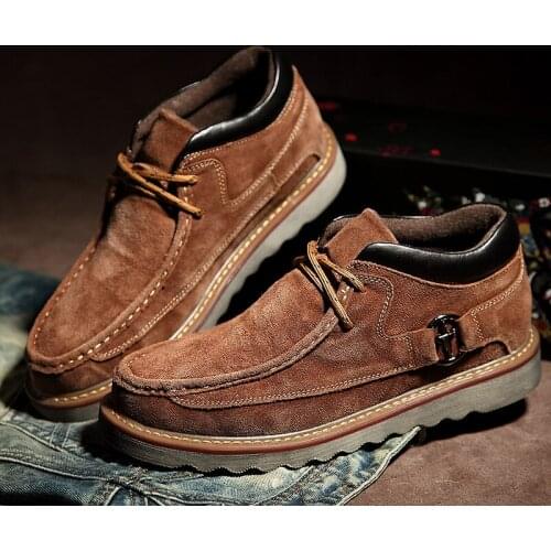 2020 mens plus velvet and cotton boots autumn and winter new casual mens shoes warm trend cotton shoes British style