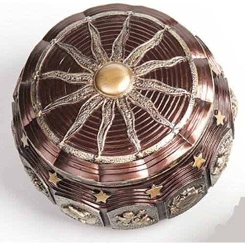 Bronze Zodiac 12 Signs Music Box Retro 12 Constellation Musical Boxes Sun God Gift Box for Girls Valentines Day Birthday Gifts