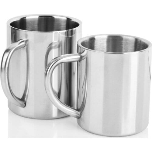 New 220/300/400ml Double Wall Anti Scalding Coffee Mug Insulated Portable Stainless Steel Polishing Beer Tea Juice Drinking Cup