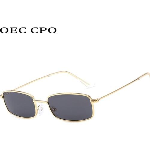OEC CPO Fashion Metal Square Sunglasses Men Brand Design Vintage Black Red Yellow Sunglasses Women Luxury Oculos UV400 O60