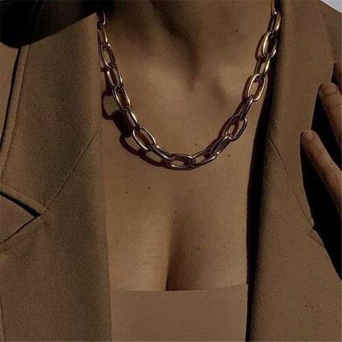 Bls-miracle New Boho Gold Silver Color Metal Thick Chain Necklace For Women Charm Vintage Fashion Necklaces Jewelry Wholesales