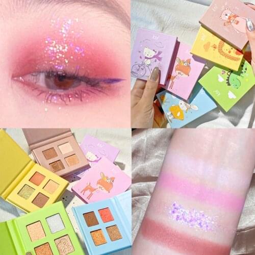 4-Color Animal Sequin Eyeshadow Matte Pearlescent Eyeshadow Palette Earth Color