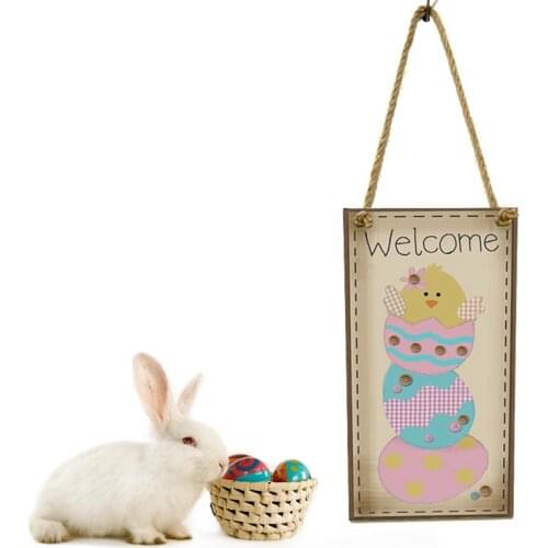Easter Hanging Plaque Creative Cute Rabbit Chick Wall Decor Plaque Hanging Sign for Easter Party