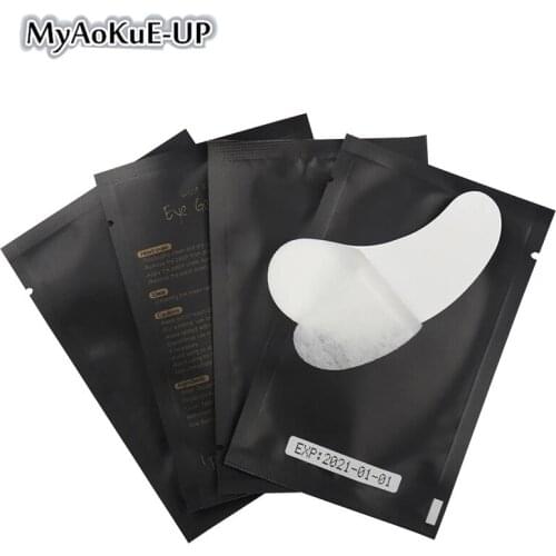 Eyelash extension eye patch 50 pairs Disposable Hydrogel eye pads fiber black gold package beauty makeup tools Under eye patches