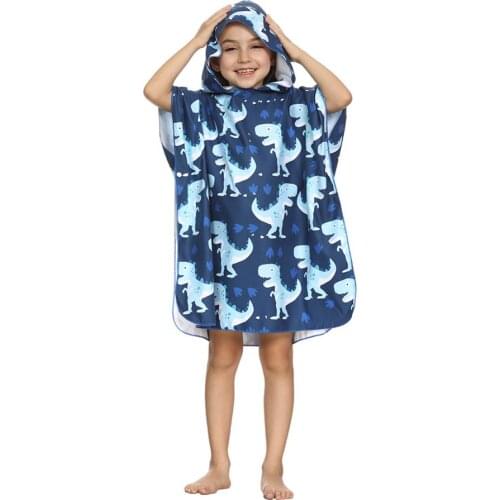 ED-Lumos Dark Blue Dinosaurs Hooded Kids Bath Towel Beach Towel Wrap Folding for Boys Girls Toddlers Under Age 7