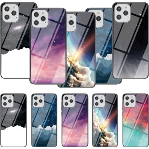 Luxury Starry Sky Pattern Phone Case for Iphone 12 Pro Max 12 Mini 11 Pro X XS Max XR 7 8 6S Tempered Glass TPU Hard Back Cover