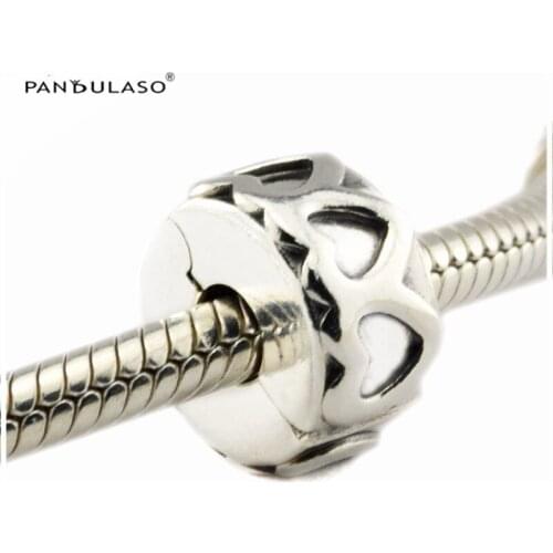 Row of Hearts Clip Genuine 925 Sterling Silver Jewelry Beads Gift Fits Silver Charm Bracelet & Necklace For Women DIY Jewelry