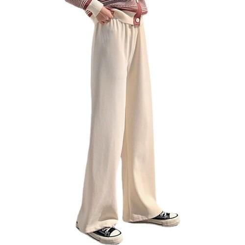 Wide- Leg Pants Women 's Spring Autumn High Waist Straight Drooping Loose Slimming Long Pants Casual Mopping Pants Plus Size Xl