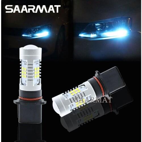 Pair White Crystal Blue P13W 21-SMD LED Bulb DRL Daytime Running Light Fog Light For Audi A4 Q5 S4 For Mercedes-Benz E350 E550