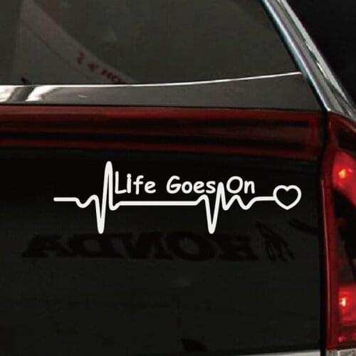Reflective Tape Love Fun Car Electrocardiogram Stickers Life Goes On for Motorbike Motorcycl Vinyl Decals 18cmx5cm