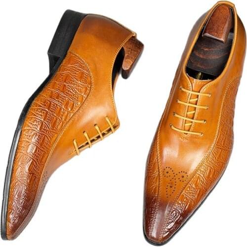 New Arrive Sipriks Male Cow Leather Dress Oxfords Shoes Printed Crocodile Skin Casual Shoes Pointed Gent Suit Male Shoes 44