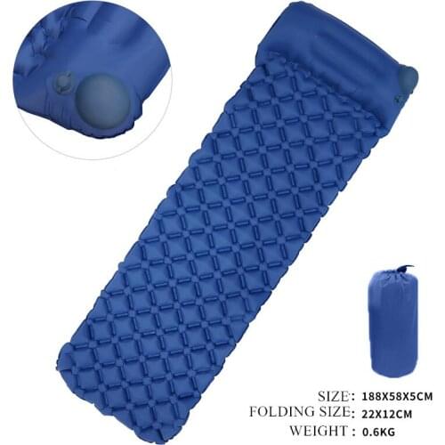 Camping Sleeping Pad with Built-in Pump Upgrade Ultralight Inflatable Camping Mat with Pillow for Hiking Traveling Air Mattress