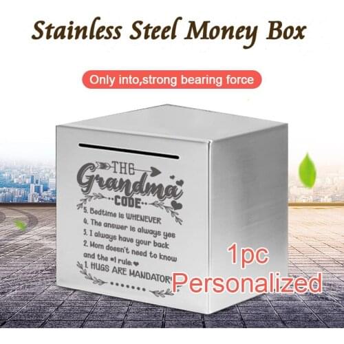 Engraved Safe Piggy Bank Stainless Stell Box Money Savings Bank For Kids Can Only Save The Piggy Bank Personalized CQG00025