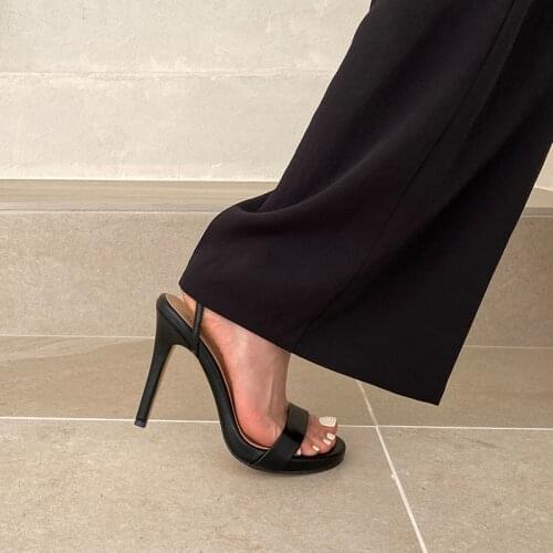 2021 Ankle Strap Women Sandals Summer Fashion Brand Thin High Heels Sandal Shoes Narrow Size 33-42 Silver White Khaki Black