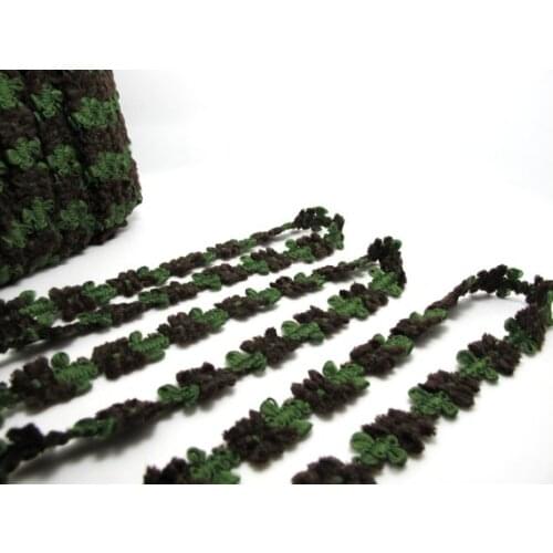3 Yards 9/16 Inch Brown and Green Chenille Woven Trim|Wavy Trim|Decorative Embellishment|Floral Passementerie