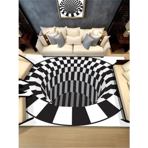 3D Geometric Carpets Illusion Non-slip Mat Floor Pad Fluffy Anti-skid Rug Floor Mats For Dining Room Living Room Etc Home Decor