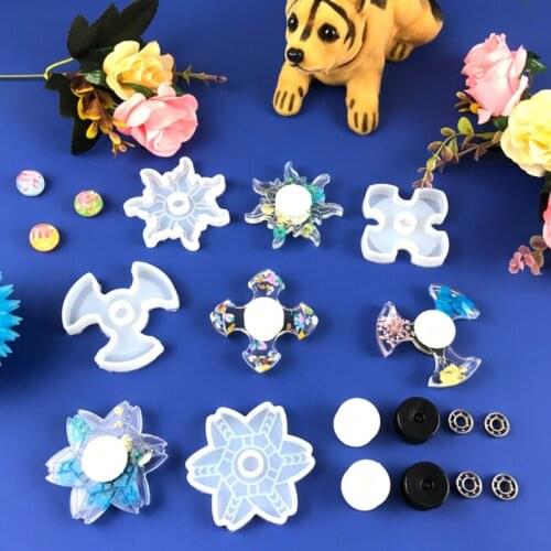 4 Pcs Anxiety Relief Hand Finger Fidget Spinner Toys Epoxy Resin Mold Fingertip Gyro Toy Silicone Mold DIY Crafts Jewelry Castin