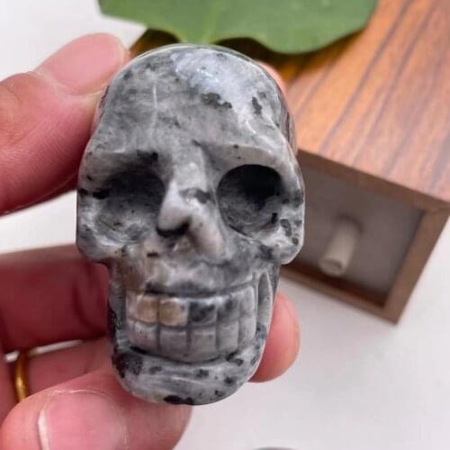 50mm 1 natural ash feldspar handicraft jade skull gem carved crystal healing Reiki home decoration stone crystal handicraft