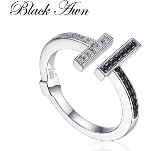 BLACK AWN 925 Sterling Silver Open Rings for Women Elegant Wedding Ring Sterling Silver Jewelry G101