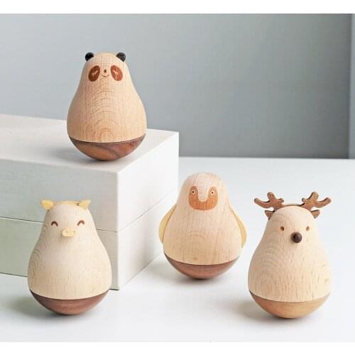 2021 Wooden Tumbler Animal Design Exquisite Workmanship Multi-purpose Miniature Model Ornament Decor Children Toy for Desktop