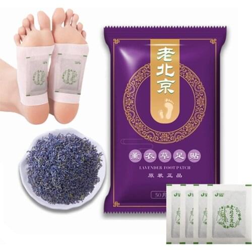 100pcs(50bags+50 Adhesives) Foot Detox Patch Wormwood Lavender Foot Pads Remove Toxins Body Slimming Anti Swelling Feet Care Pad